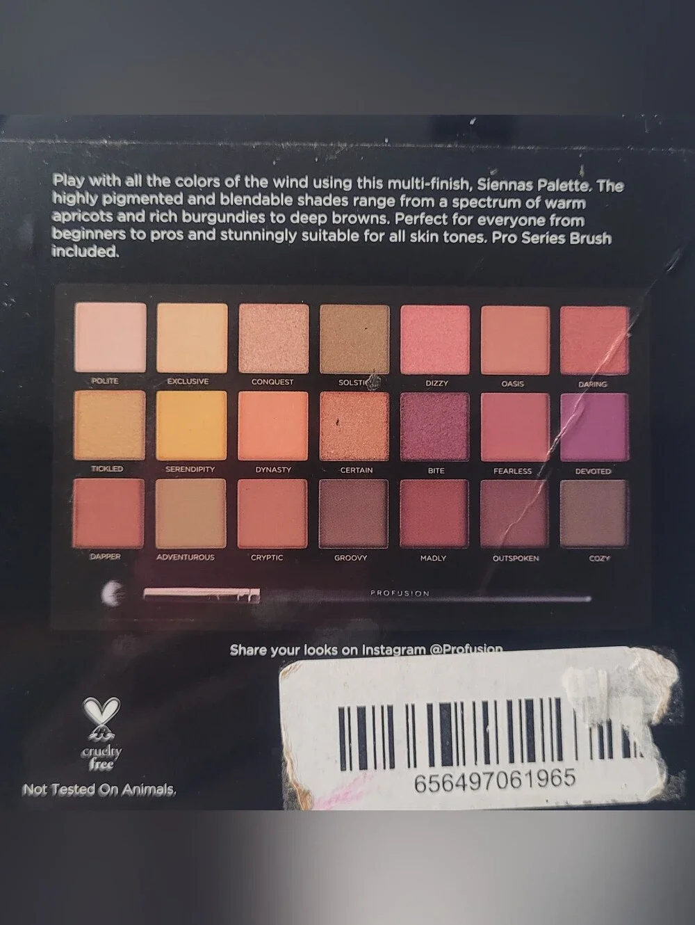 Profusion Cosmetics **SIENNAS** 21 Shade Eyeshadow Palette Collection & Brush